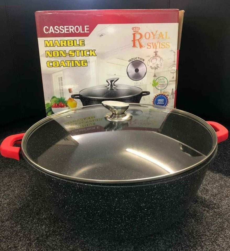 Brand new marble non stick pot with glass lid