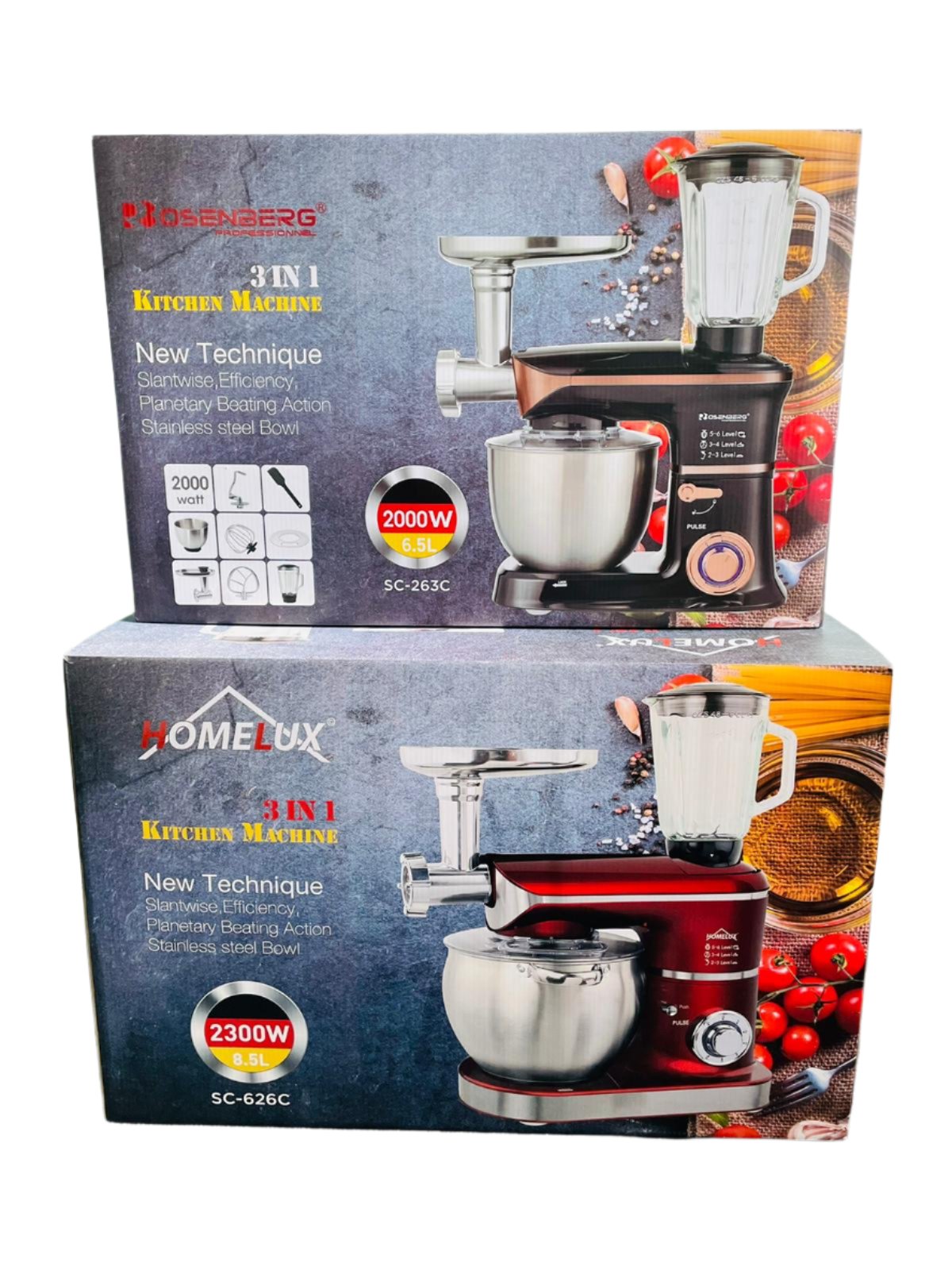 3in1 Power Kitchen Machine/Cake Mixer 6.5L 2000w