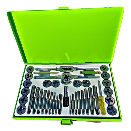 40pc Metric Tap and Die Set Alloy Steel Pitch Gauge M3 - M12