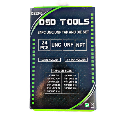 24pc UNC / UNF, Imperial, Tap And Die Thread Cutting Set NEW