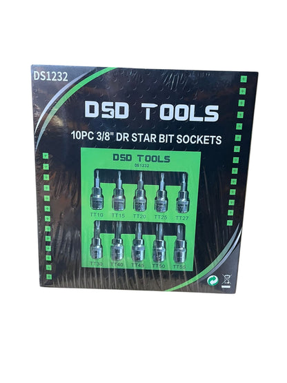 10pc 3/8dr Torx / Star Bit Socket Set 48mm (L) T10 TO T55