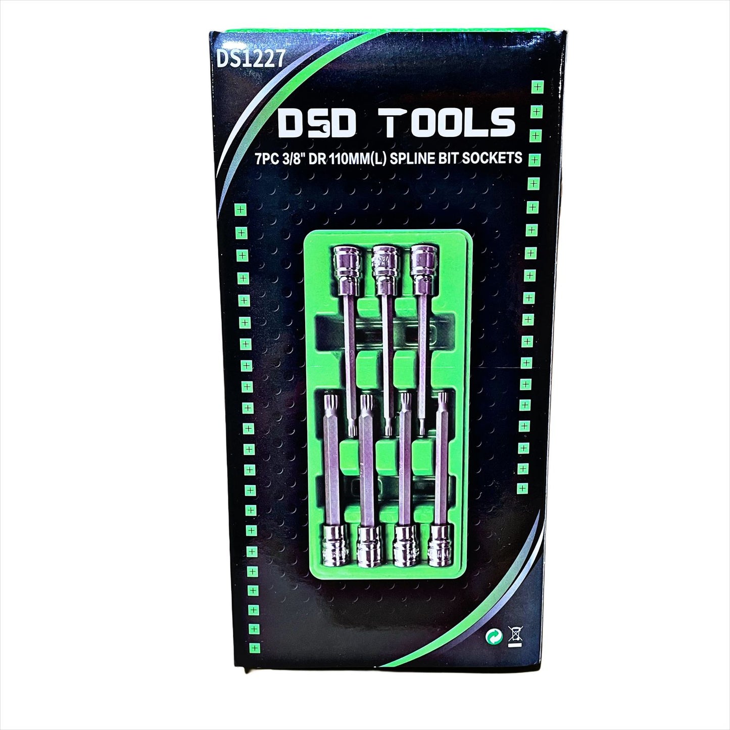 7pc 3/8"dr 110mm Long Spline Bit Socket Set 4 - 10mm