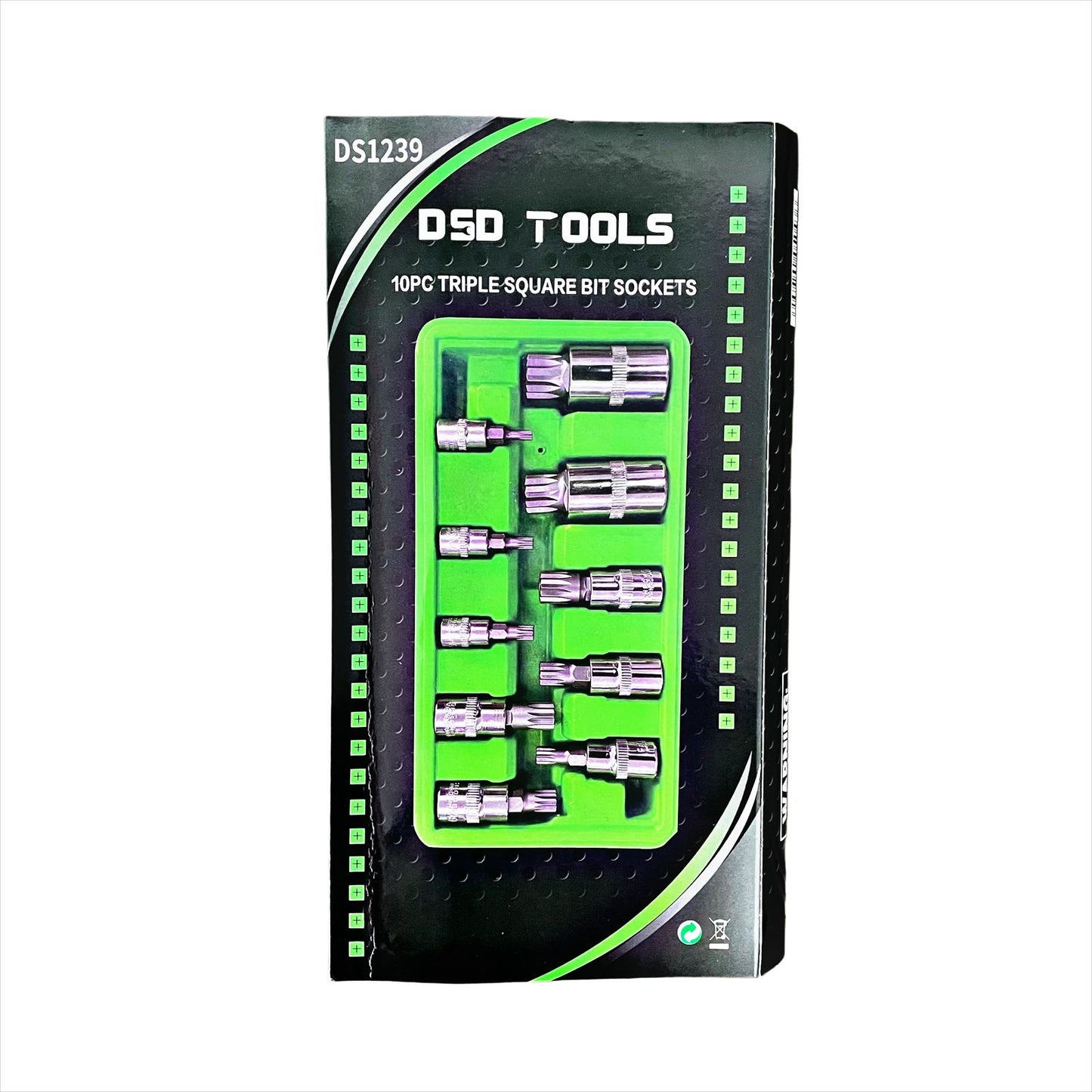 US PRO Tools 10pc Triple Square Spline Bit Sockets In Foam Tray