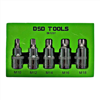 US PRO Tools 5 bucăți 1/2" DR Set de prize pătrate triple în tavă EVA M10 - M18 