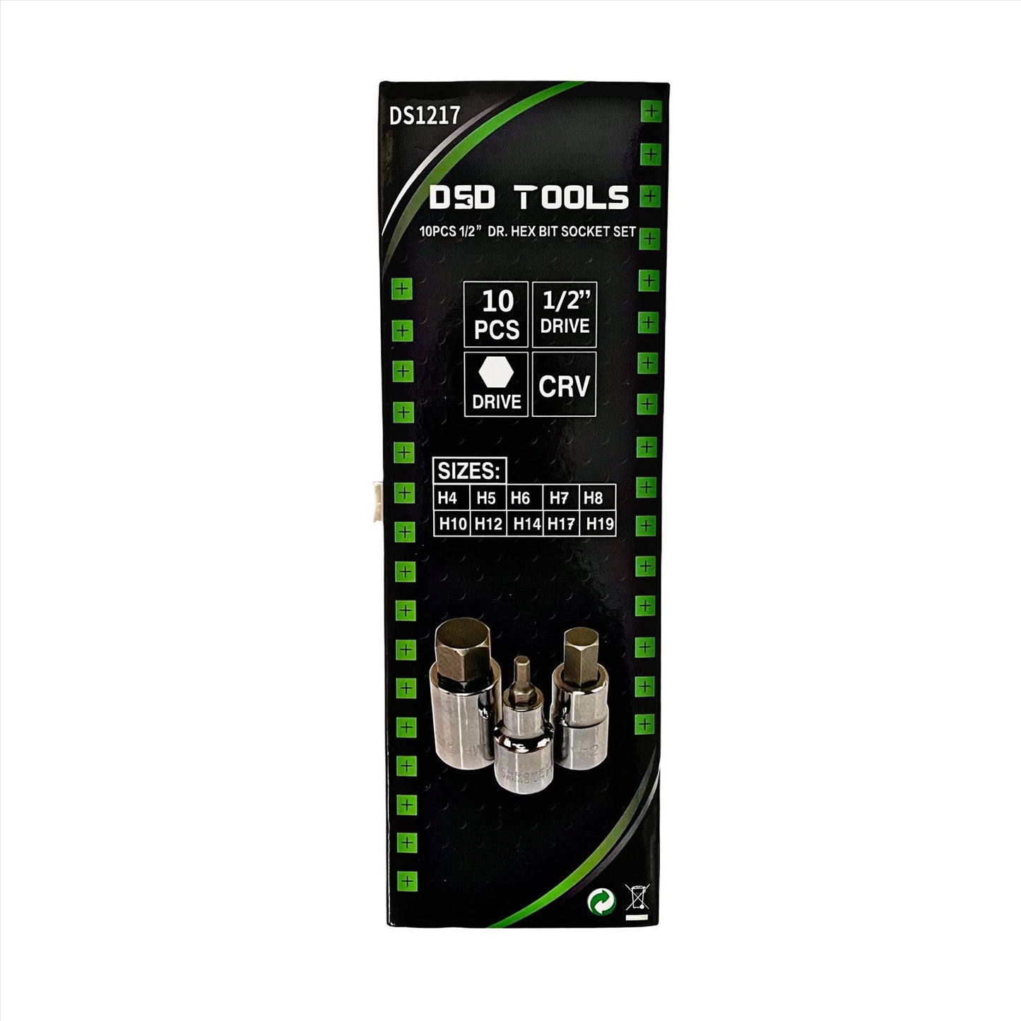 US PRO Tools 1/2" Dr 10 buc. duse hexagonale cu biți hexagonal, set chei cu dublu H4 - H19 