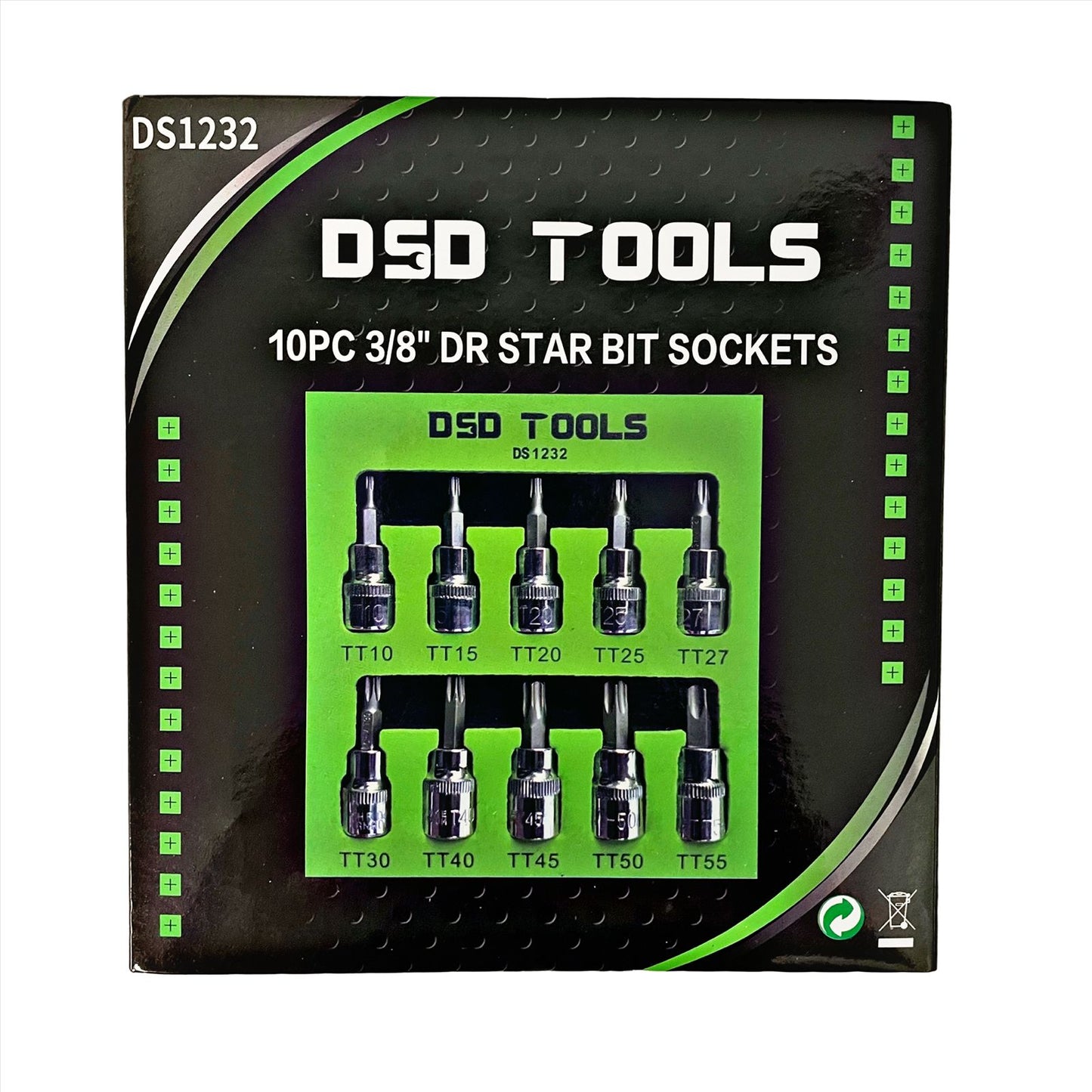 10pc 3/8dr Torx / Star Bit Socket Set 48mm (L) T10 TO T55