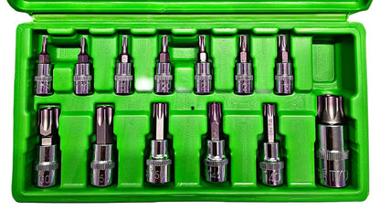 13pc Torx Star Bit Socket Set - Tamper Bit Sockets T8 - T70