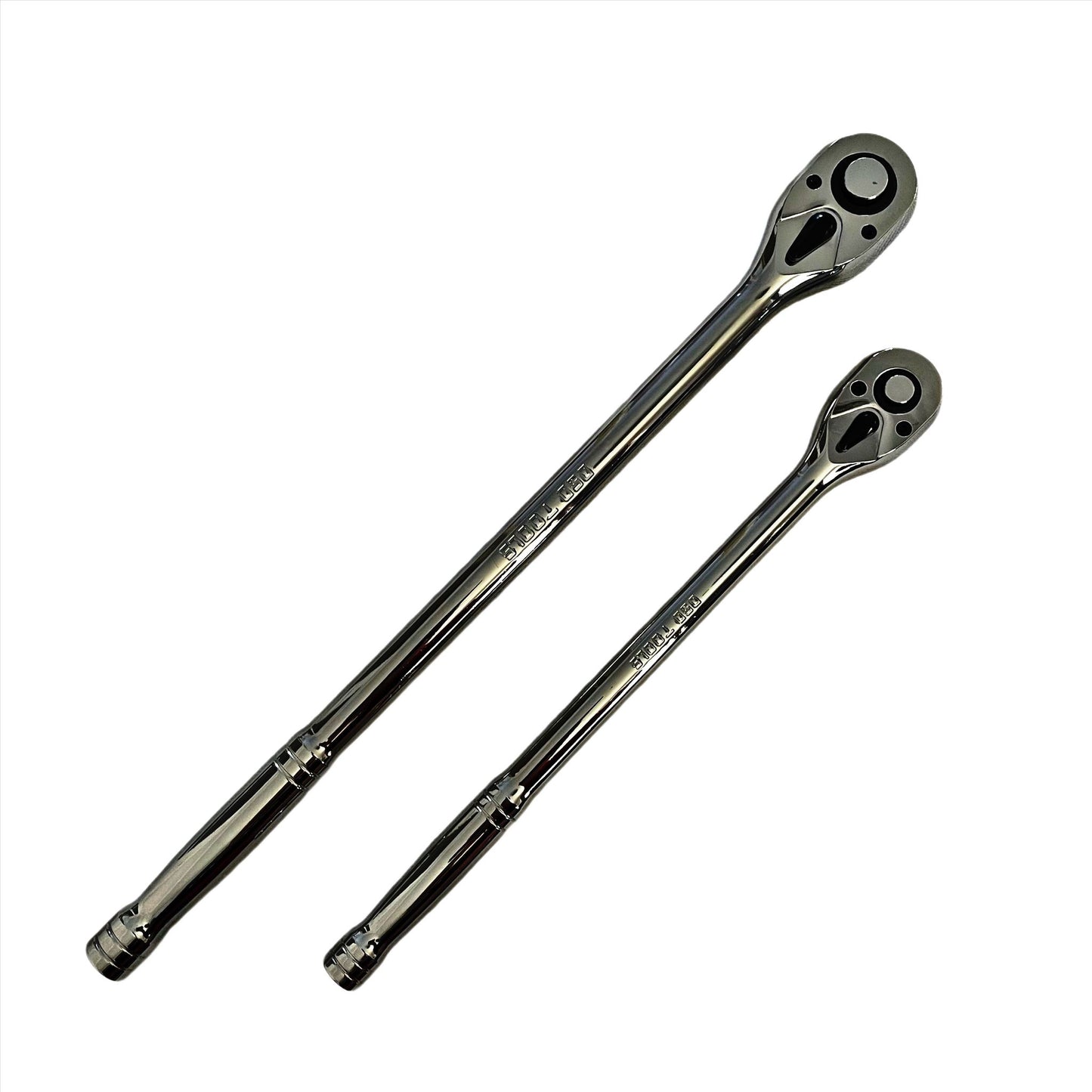 2pc Extra Long Ratchet Set 3/8" 1/2" Drives Quick Release Ratchets