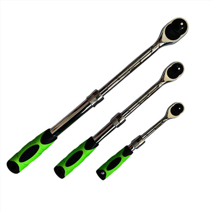 3pc Extendable Ratchet Set 1/4" 3/8" 1/2" dr Ratchets