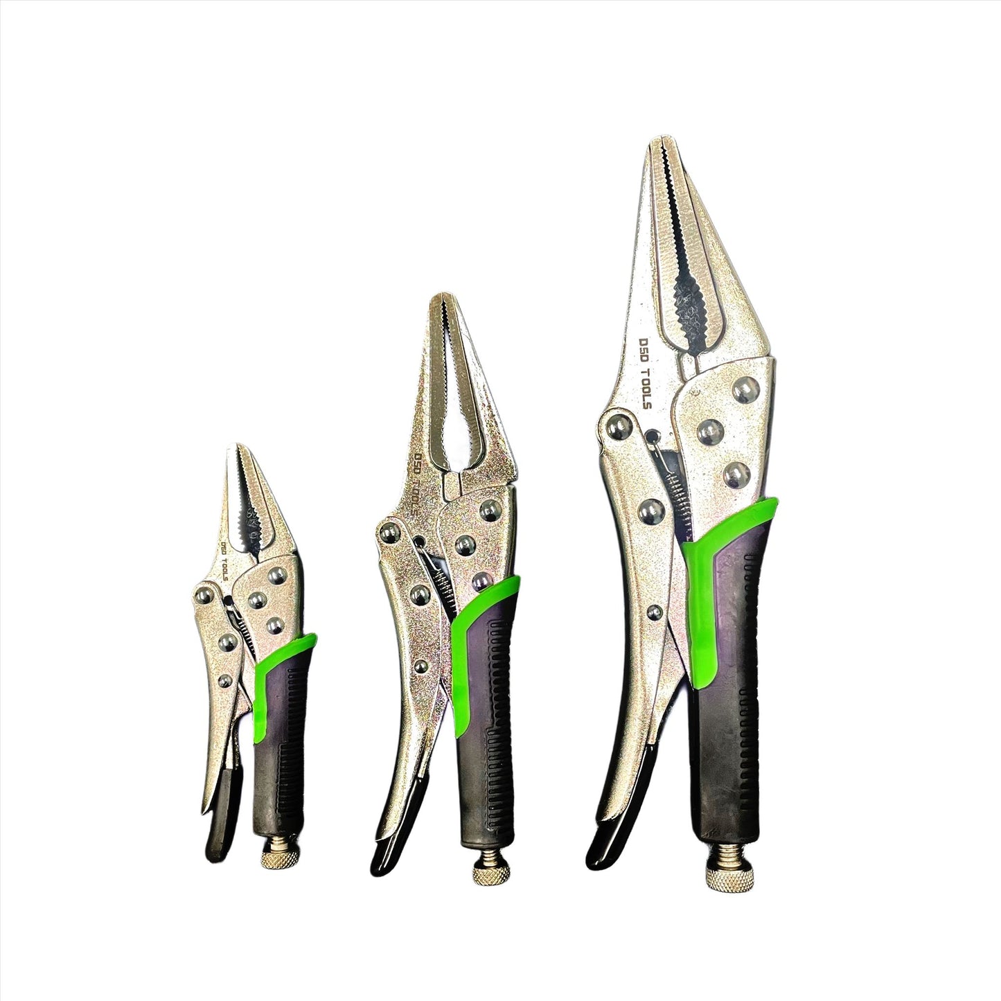 3pc Long Nose Locking Plier Pliers Set 5-10" Mole Grips Clamps