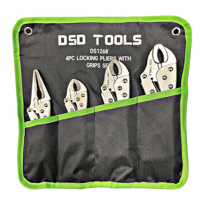 4PC Locking Mole Grips Adjustable Wrench Vice Grips Pliers