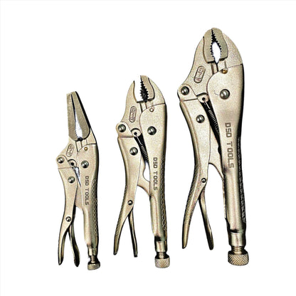 3pc Locking Pliers Set With Ribbed Handles