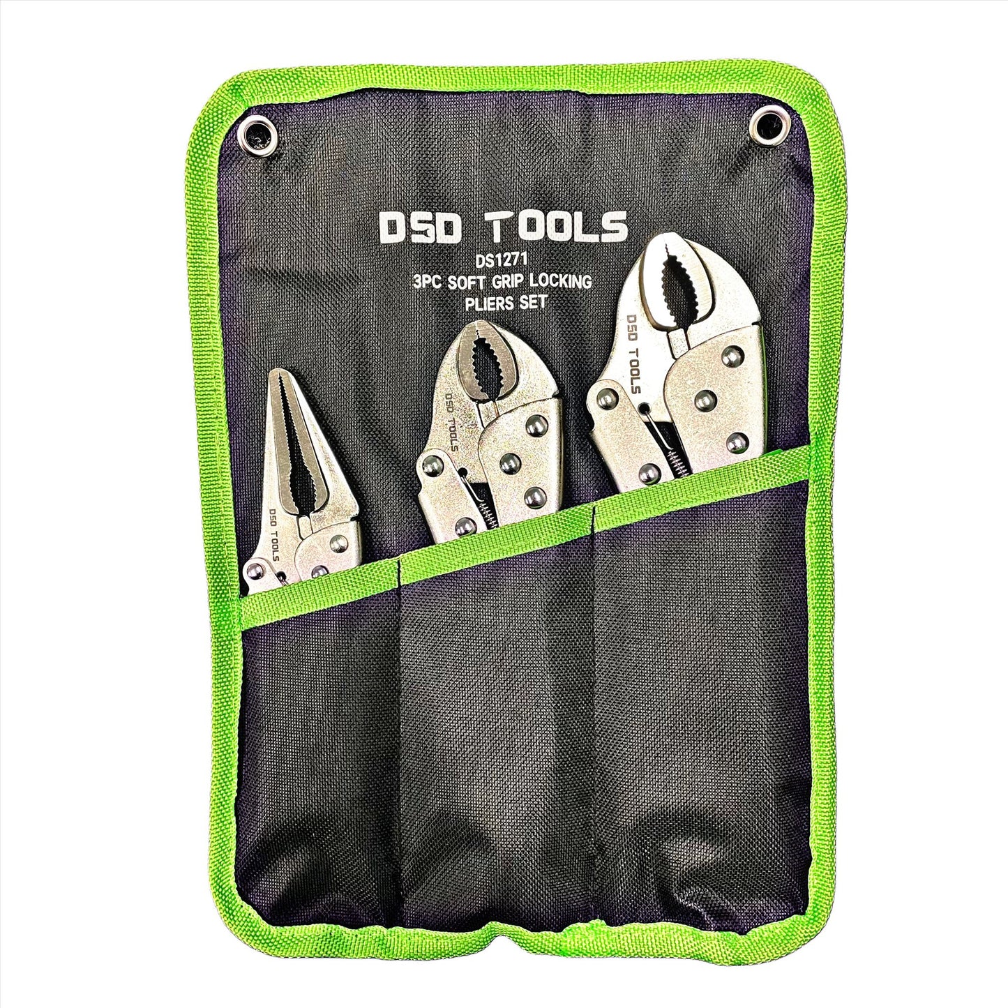 3Pc Locking Pliers Set Long nose & curved jaw mole vise grips