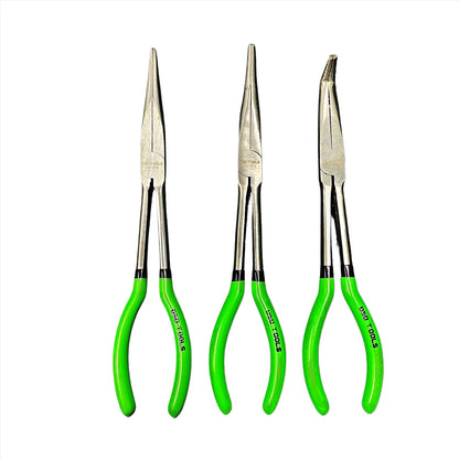 3pc 11" (275mm) Long Reach Nose Pliers, Plier Set