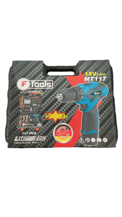 117pcs Cordless drill screwdriver with tools