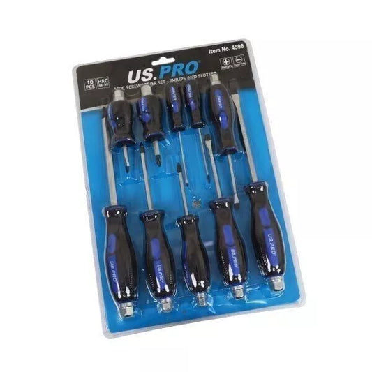 10 Piece Screwdriver Set Phillips & Slotted Tools