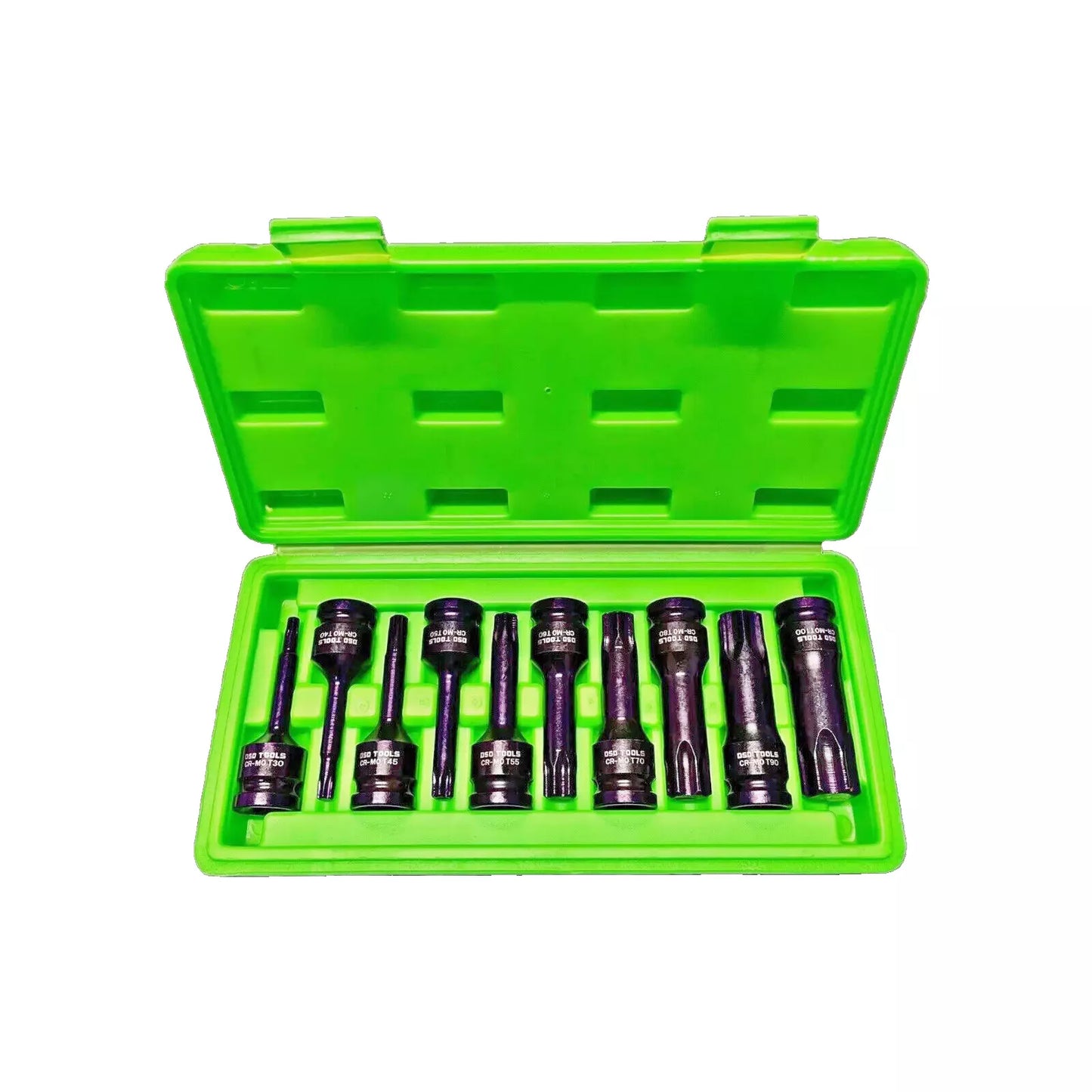 10pc 1/2" dr Long Impact Torx Star Bit Sockets Set T30 to T100