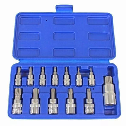 13pc Torx Bit Socket Set T8 - T70 1/4" 3/8" 1/2" Drive