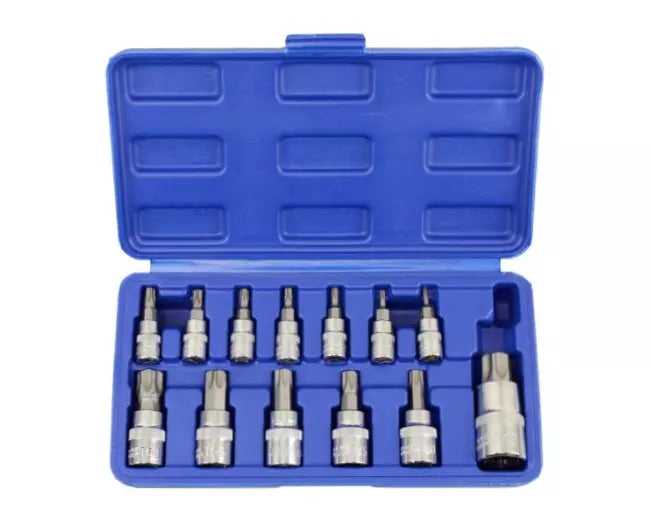 13pc Torx Star Bit Socket Set - Tamper Bit Sockets T8 - T70