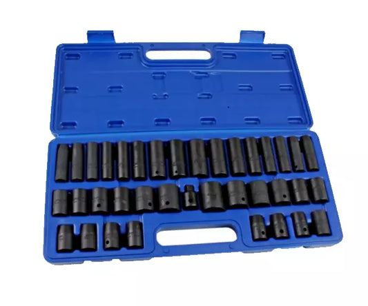 37PC 3/8" & 1/2" DR Shallow/Deep Impact Socket Set Metric/SAE