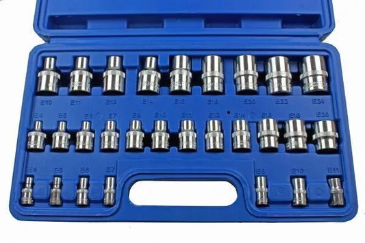 US Pro E-Torx Star Socket Set - 1/4", 3/8", 1/2", 28 Piece