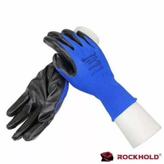 ROCKHOLD 12 Pairs Nitrile Coated Gloves Size 10/XL Hard Wearing