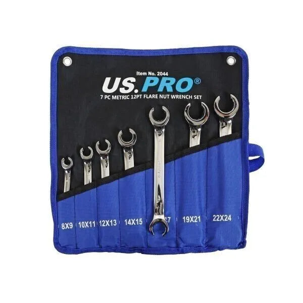 7pc 12 Point Open Brake Flare Nut Spanners Wrench Set 8 - 24mm