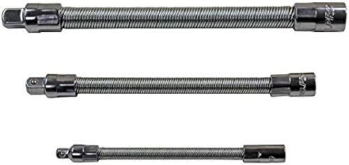 US PRO 3 Piece Flexible Extension Bar Adaptor Set - 1/4" 3/8" 1/2" Drives