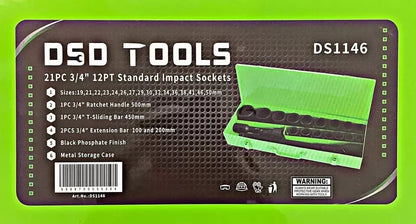 21PC 3/4" DR 12PT STANDART IMPACT SOCKETS SET HEAVY DUTY