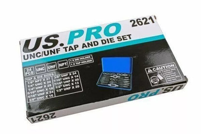 US PRO Tools 24 buc. UNC / UNF, Imperial, Set de tăiere filet cu filet și matriță NOU