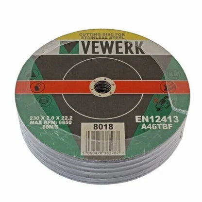 VEWERK 230 x 2 x 22mm Metal Cutting Discs for Metals