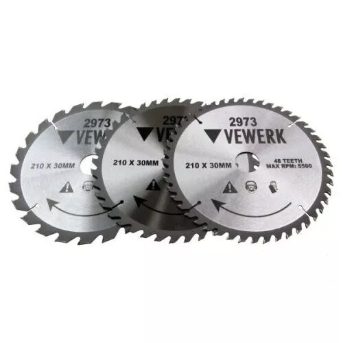 Vewerk/US PRO 3 Pack- 210 X 30MM TCT Circular Saw Blade 24T 40T 48T