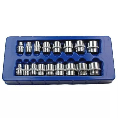 US PRO 17pc 3/8 dr Shallow Sockets Set, Socket 6 Point 8-24mm