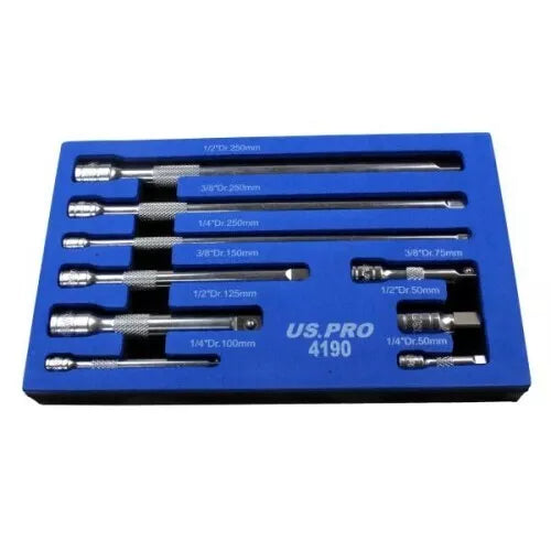 US PRO Tools 9pc 1/4" 3/8" 1/2" Dr Extension Bar Set, Sockets bars