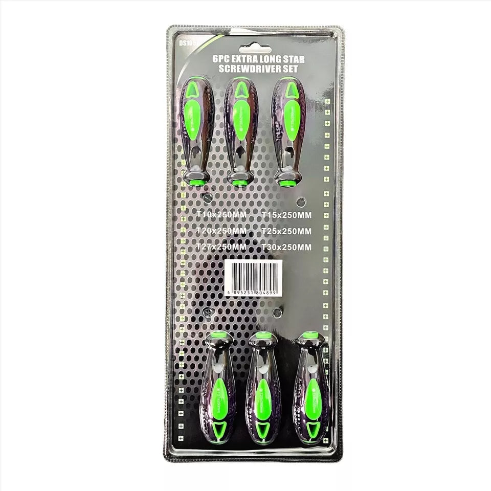 6PC Extra Long Star Torx Screwdriver Set 250mm T10 - T30