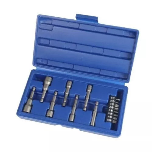 15pc 1/4" Hex DR Magnetic Impact Nut Driver & Bit Set Metric