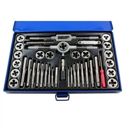 40pc Metric Tap and Die Set Alloy Steel Pitch Gauge M3 - M12