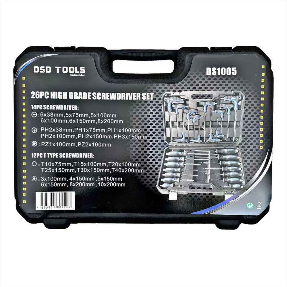 26 PCS HIGH GRADE SCREWDRIVER AND T HANDLE HEX BALL & STAR SET