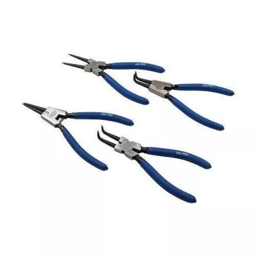 US PRO Tools 4 Piece 7" Circlip Pliers Set - Internal External Bent & Straight