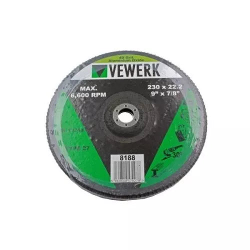 VEWERK 230 X 22.2MM Flap Discs 40 Grit Oxide - Pack Of 2