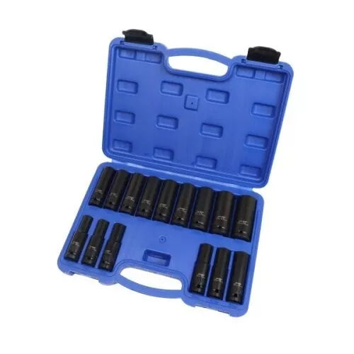 US PRO Tools 15pc Deep Impact Socket Set 10mm-24mm 1/2" Drive Bi 12 Point