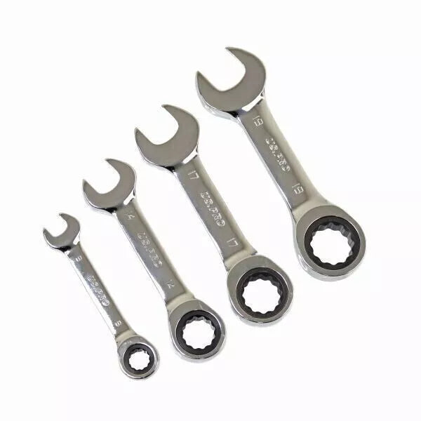 12PC Metric Stubby Gear Ratchet Combination Spanner Set 8-19mm