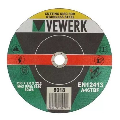 VEWERK 230 x 2 x 22mm Metal Cutting Discs for Metals