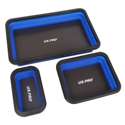 Collapsible Magnetic Parts Tray Set of 3 Foldaway Oil Resistant