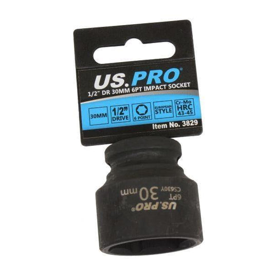 US PRO TOOLS 1/2" DR 30mm 6PT Impact Socket Euro Style